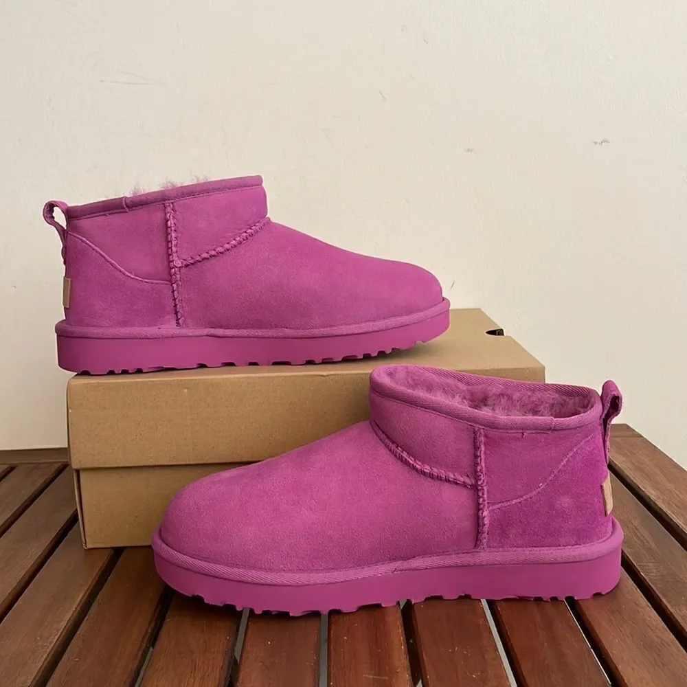 UGG Classic Ultra Mini Booties Mangosteen USA Women Size 7/UK 5/EU 38